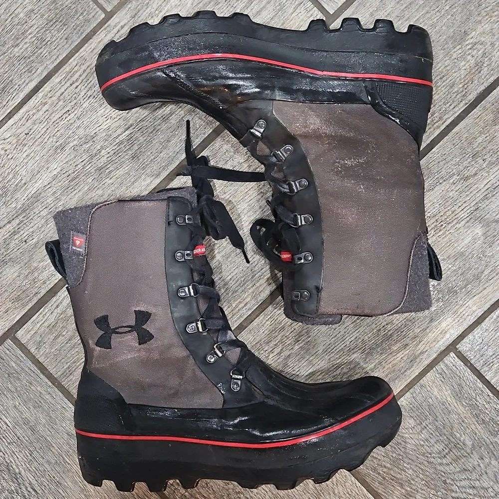 Under Armour Black and Gray Lace-Up Boots